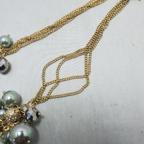 Ali khan Parisian green pearls and cluster necklace with crystal beads - Picture 6 of 10